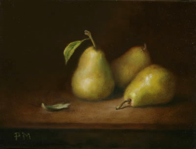 Three Pears with Leaf